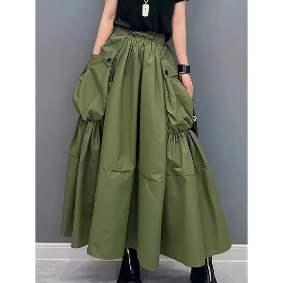 Polyester Elegant Sleeveless Blouse & High-Waisted Skirt Set - Chic Open Collar, - Picture 1 of 5